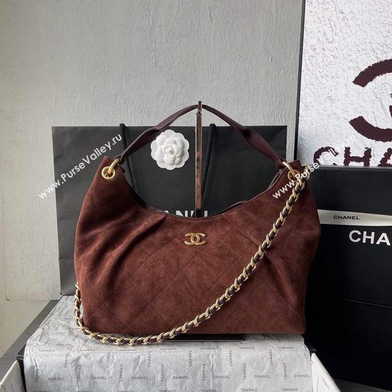 Chanel Suede Hobo Bag AS5978 Dark Brown 2025 (yezi-251011013)