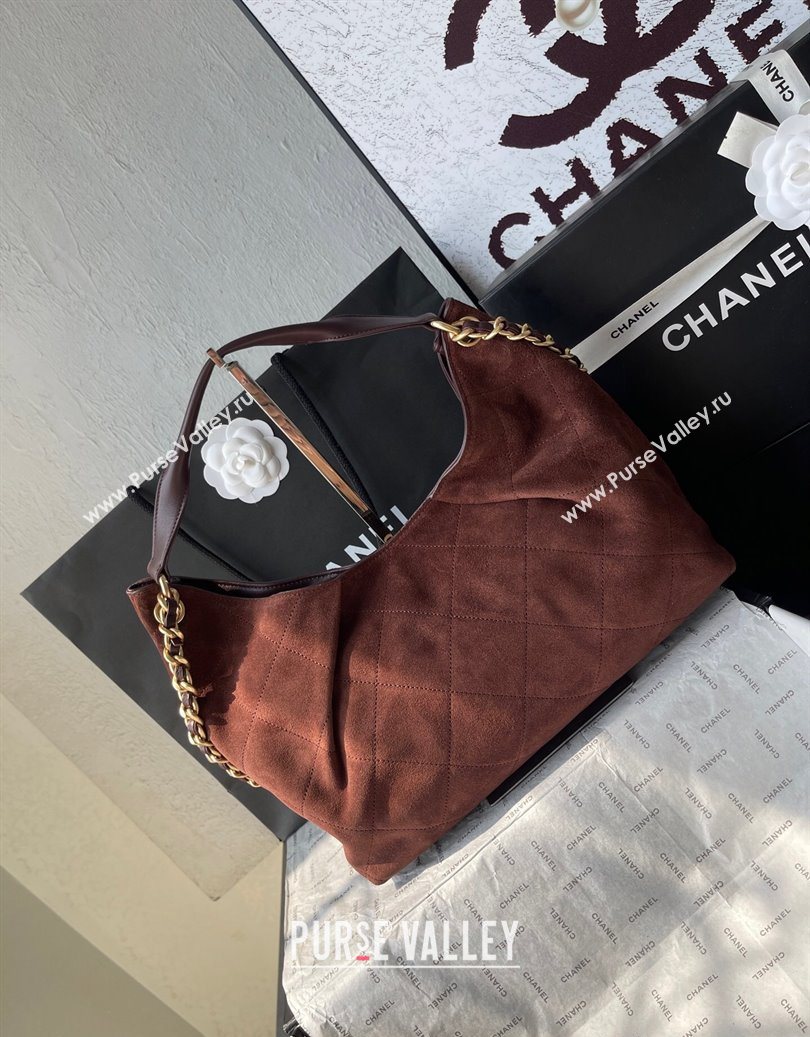 Chanel Suede Hobo Bag AS5978 Dark Brown 2025 (yezi-251011013)