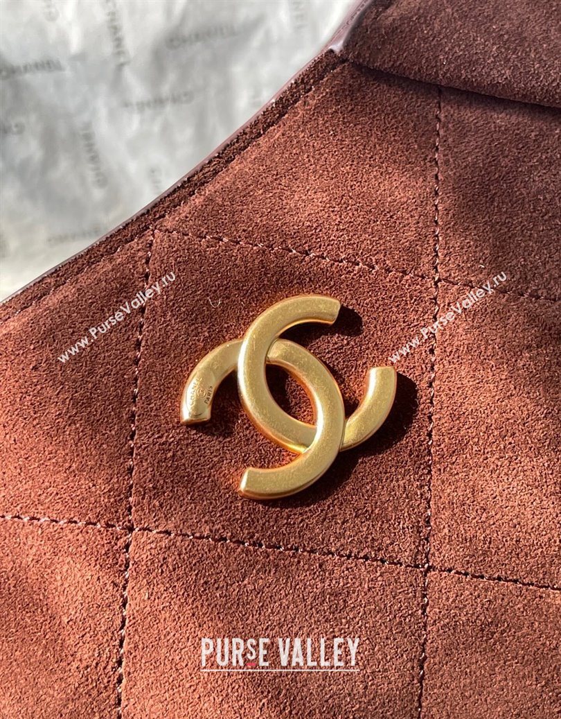 Chanel Suede Hobo Bag AS5978 Dark Brown 2025 (yezi-251011013)