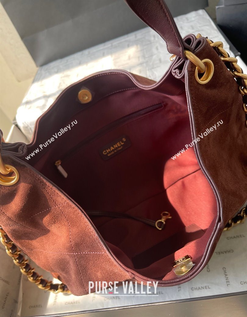 Chanel Suede Hobo Bag AS5978 Dark Brown 2025 (yezi-251011013)