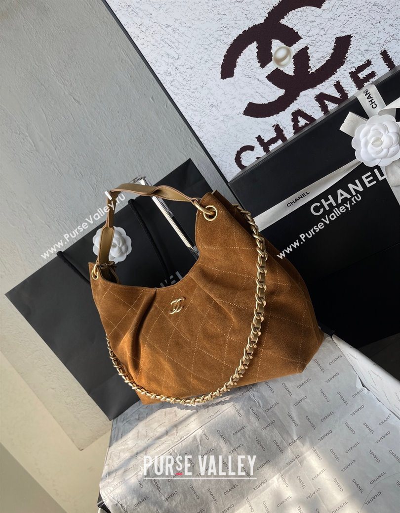 Chanel Suede Hobo Bag AS5978 Light Brown 2025 (yezi-251011014)