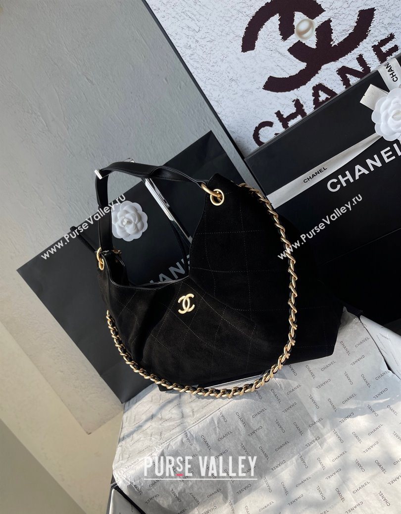 Chanel Suede Hobo Bag AS5978 Black 2025 (yezi-251011015)