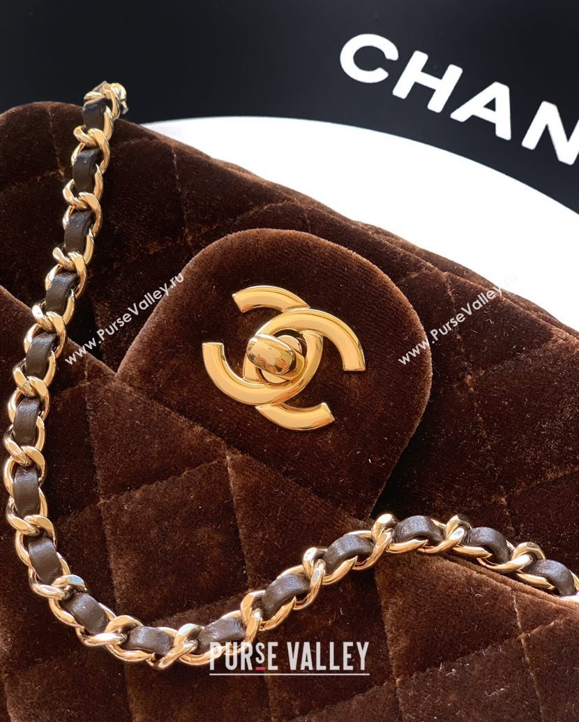 Chanel Velvet Mini Square Flap Bag with Strass Ball Coffee Brown 2025 AS1786 (yezi-251010049)