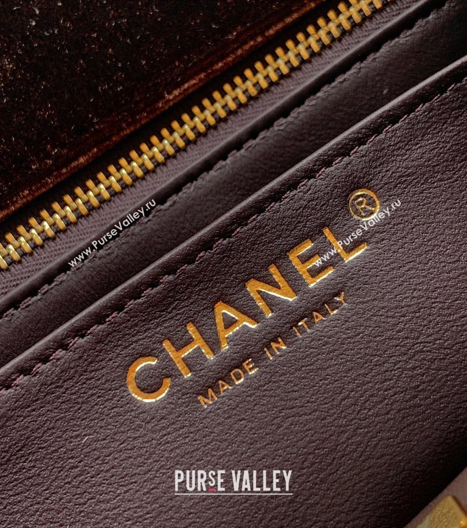 Chanel Velvet Mini Square Flap Bag with Strass Ball Coffee Brown 2025 AS1786 (yezi-251010049)