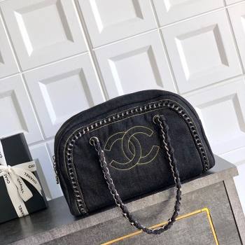 Chanel Denim Bowling Bag Black/Silver 2025 CH101004 (yezi-251010086)
