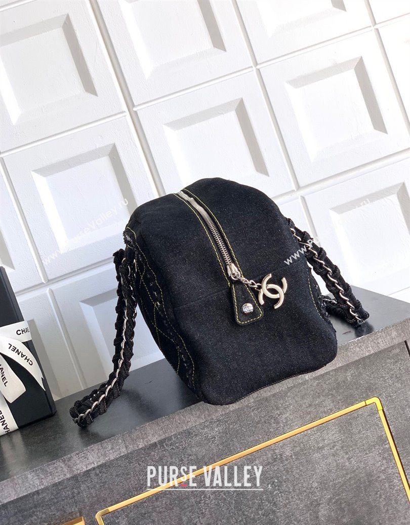 Chanel Denim Bowling Bag Black/Silver 2025 CH101004 (yezi-251010086)