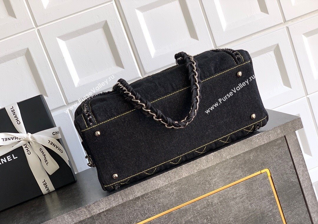 Chanel Denim Bowling Bag Black/Silver 2025 CH101004 (yezi-251010086)