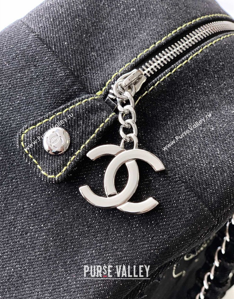 Chanel Denim Bowling Bag Black/Silver 2025 CH101004 (yezi-251010086)