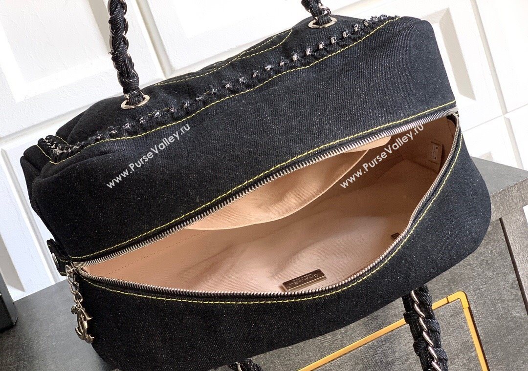 Chanel Denim Bowling Bag Black/Silver 2025 CH101004 (yezi-251010086)