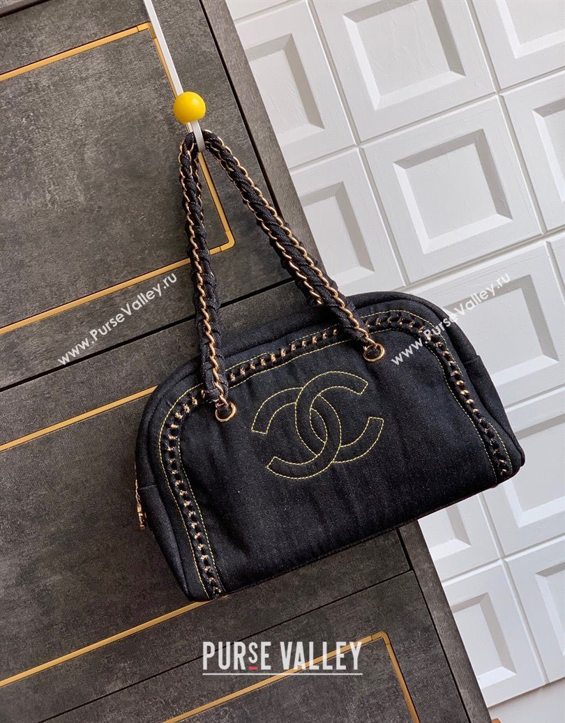Chanel Denim Bowling Bag Black/Gold 2025 CH101004 (yezi-251010087)