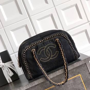 Chanel Denim Bowling Bag Black/Gold 2025 CH101004 (yezi-251010087)