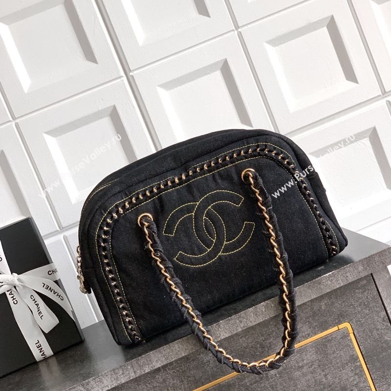 Chanel Denim Bowling Bag Black/Gold 2025 CH101004 (yezi-251010087)