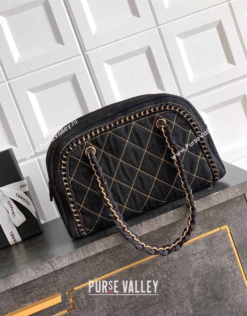 Chanel Denim Bowling Bag Black/Gold 2025 CH101004 (yezi-251010087)