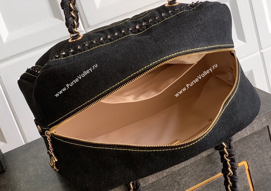 Chanel Denim Bowling Bag Black/Gold 2025 CH101004 (yezi-251010087)