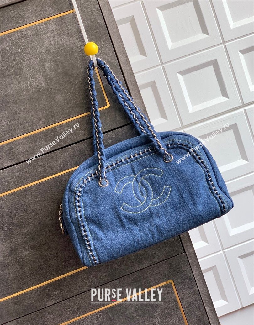 Chanel Denim Bowling Bag Blue/Silver 2025 CH101004 (yezi-251010088)