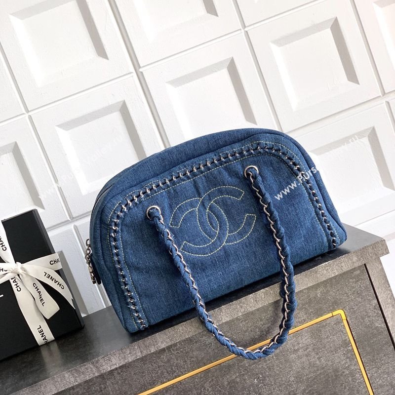 Chanel Denim Bowling Bag Blue/Silver 2025 CH101004 (yezi-251010088)