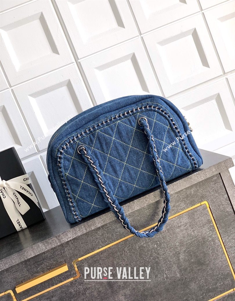 Chanel Denim Bowling Bag Blue/Silver 2025 CH101004 (yezi-251010088)