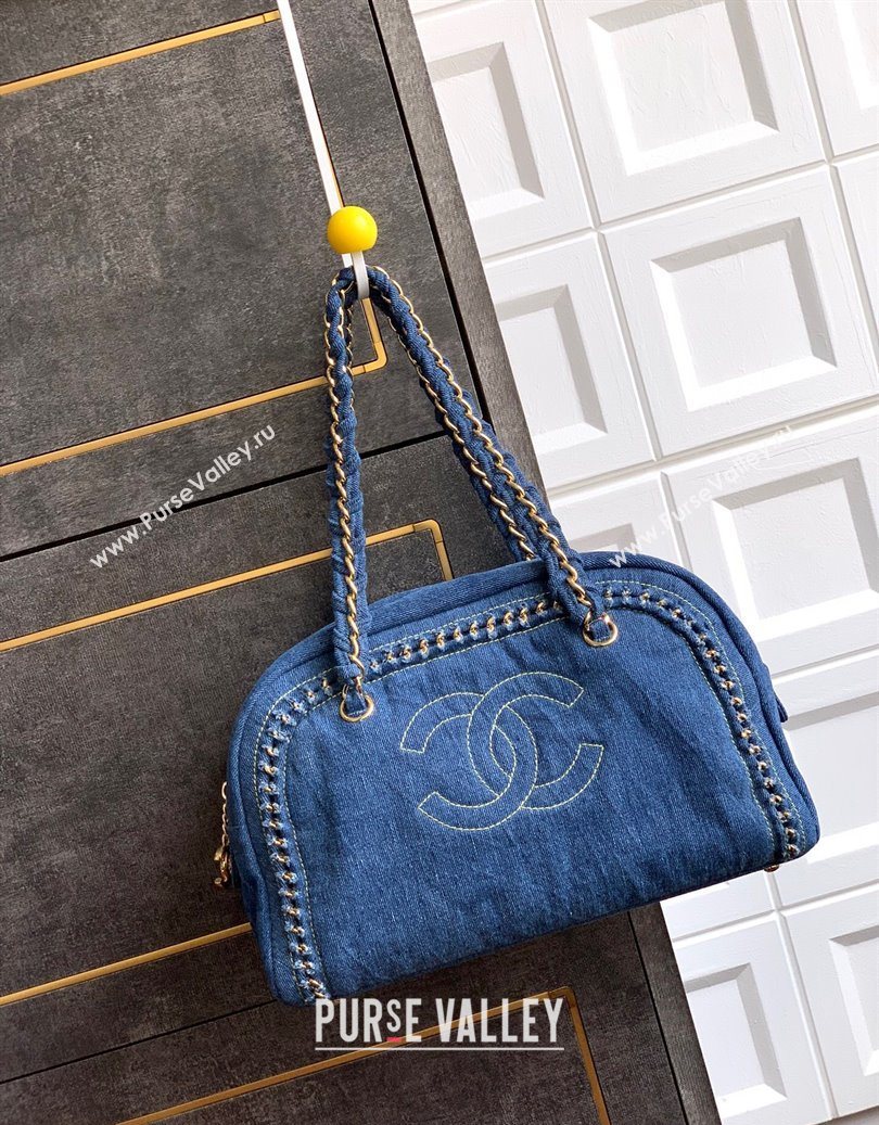 Chanel Denim Bowling Bag Blue/Gold 2025 CH101004 (yezi-251010089)