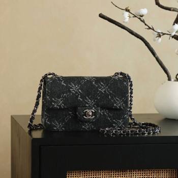 Chanel Denim Classic Mini Flap Handbag Black 2025 A69900 1010 (yezi-251010096)