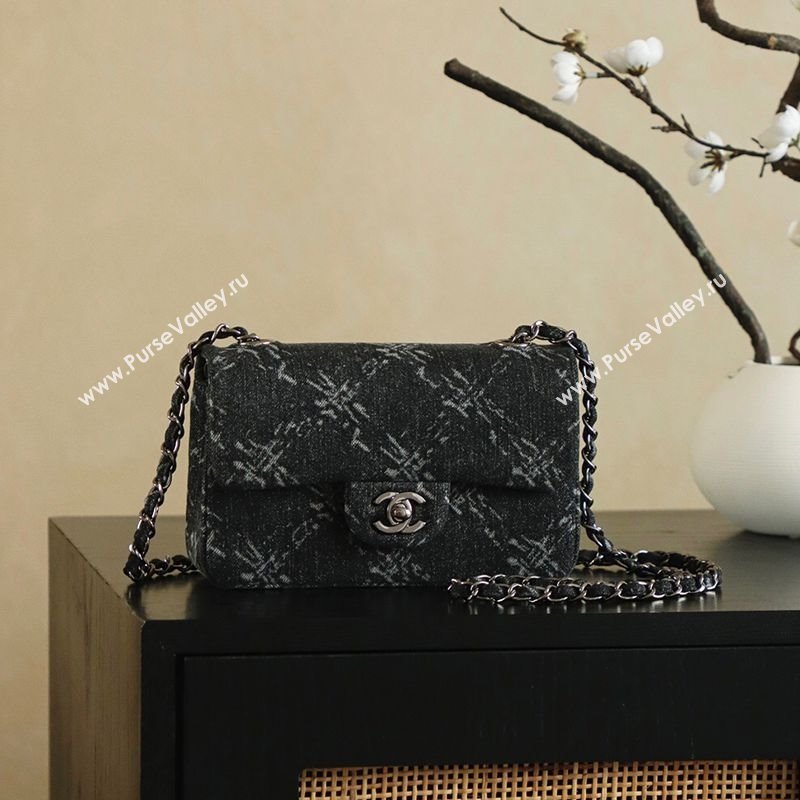 Chanel Denim Classic Mini Flap Handbag Black 2025 A69900 1010 (yezi-251010096)