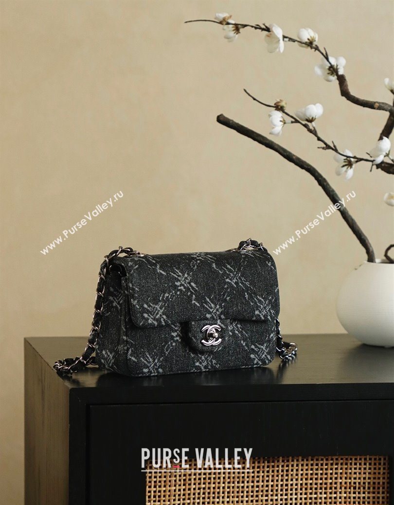 Chanel Denim Classic Mini Flap Handbag Black 2025 A69900 1010 (yezi-251010096)