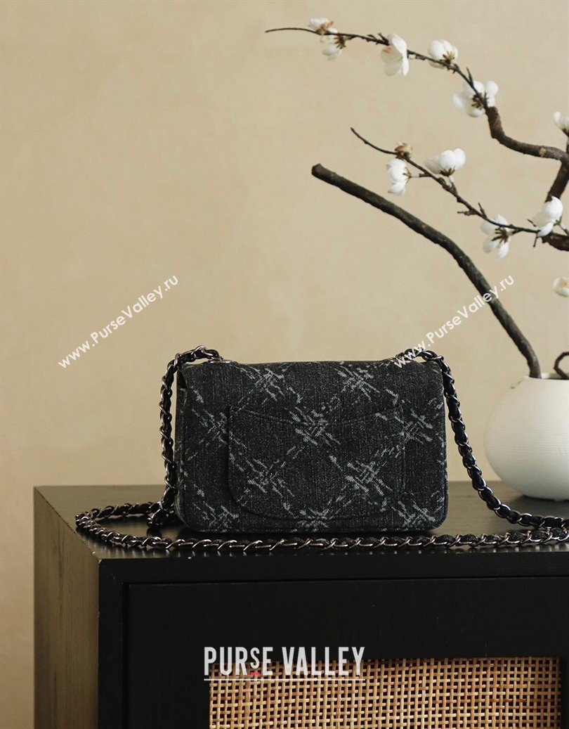 Chanel Denim Classic Mini Flap Handbag Black 2025 A69900 1010 (yezi-251010096)