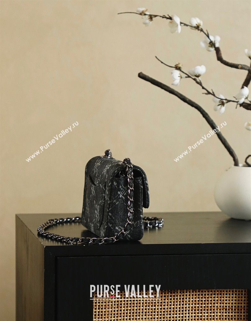 Chanel Denim Classic Mini Flap Handbag Black 2025 A69900 1010 (yezi-251010096)