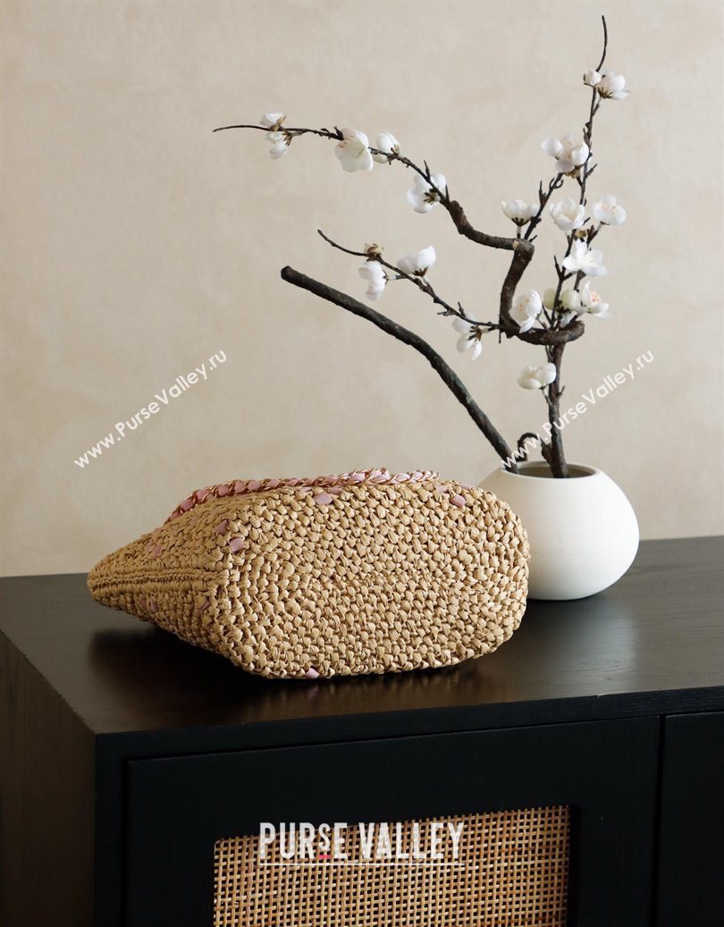 Chanel Raffia Straw Small Shopping Bag Beige/Pink 2025 CH101003 (yezi-251010078)