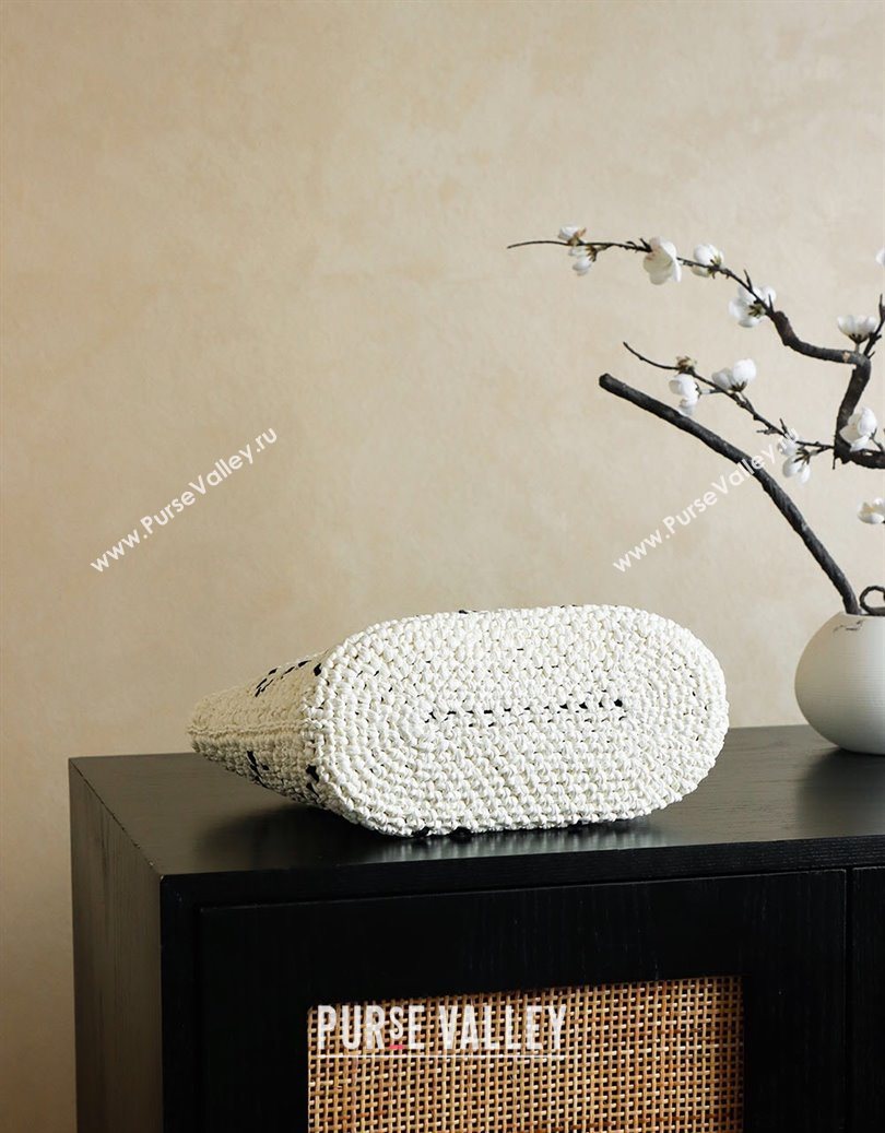 Chanel Raffia Straw Small Shopping Bag White/Black 2025 CH101003 (yezi-251010079)