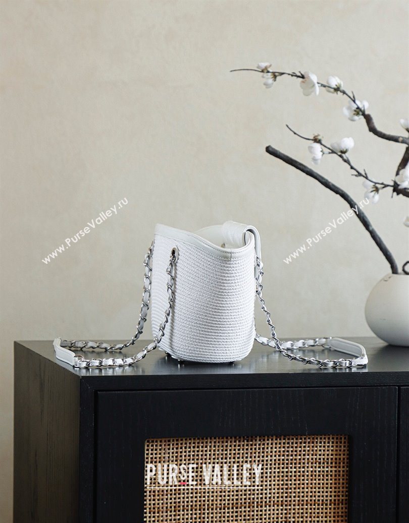 Chanel Raffia Straw and Calfskin Small Shopping Bag White2 2025 AS5951 (yezi-251010080)