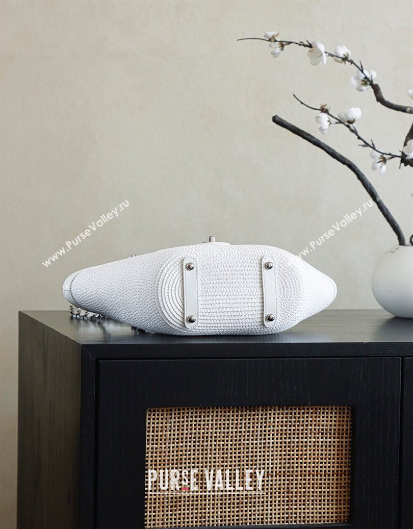 Chanel Raffia Straw and Calfskin Small Shopping Bag White2 2025 AS5951 (yezi-251010080)