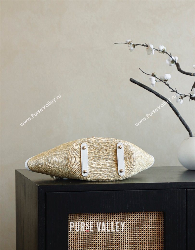 Chanel Raffia Straw and Calfskin Small Shopping Bag White/Beige 2025 AS5951 (yezi-251010082)