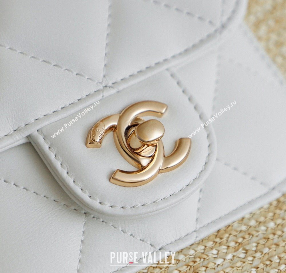 Chanel Raffia Straw and Calfskin Small Shopping Bag White/Beige 2025 AS5951 (yezi-251010082)