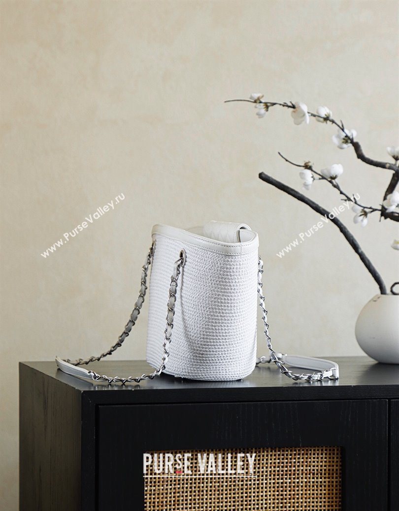 Chanel Raffia Straw and Calfskin Large Shopping Bag White2 2025 AS5951 (yezi-251010083)