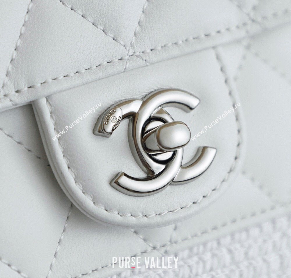 Chanel Raffia Straw and Calfskin Large Shopping Bag White2 2025 AS5951 (yezi-251010083)