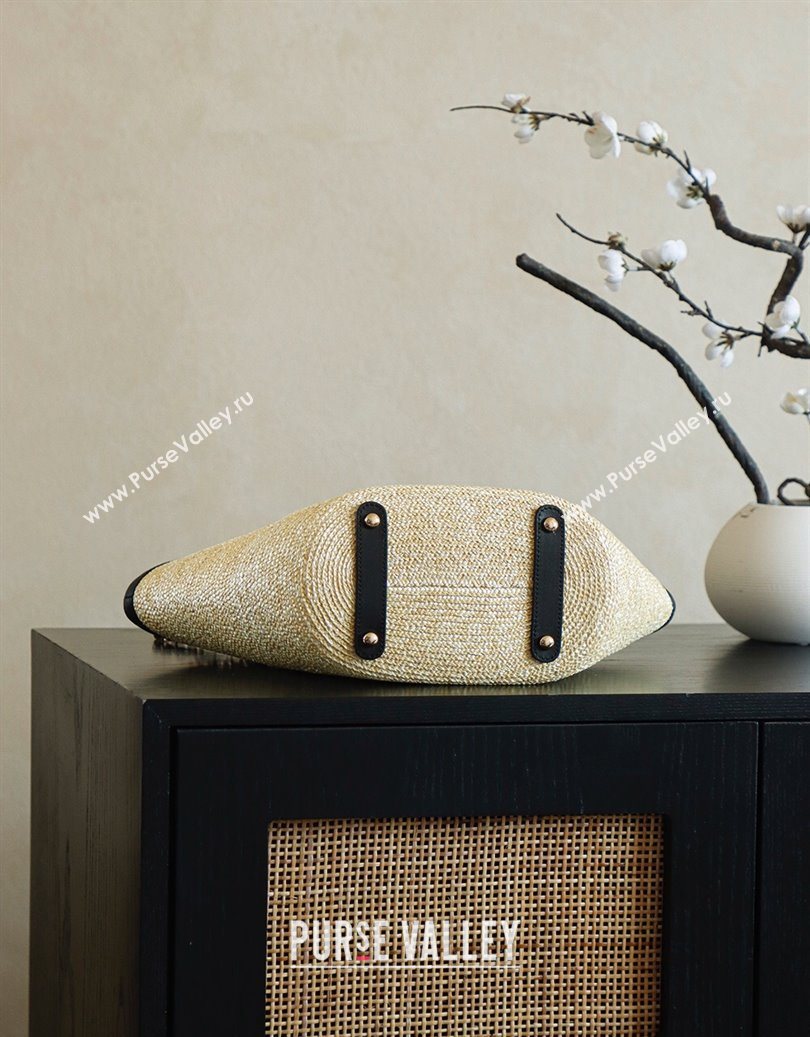 Chanel Raffia Straw and Calfskin Large Shopping Bag Beige/Black 2025 AS5951 (yezi-251010085)