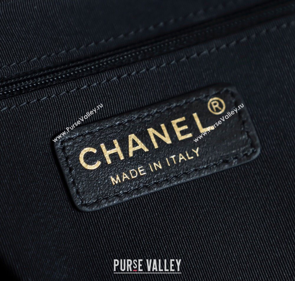 Chanel Raffia Straw and Calfskin Large Shopping Bag Beige/Black 2025 AS5951 (yezi-251010085)