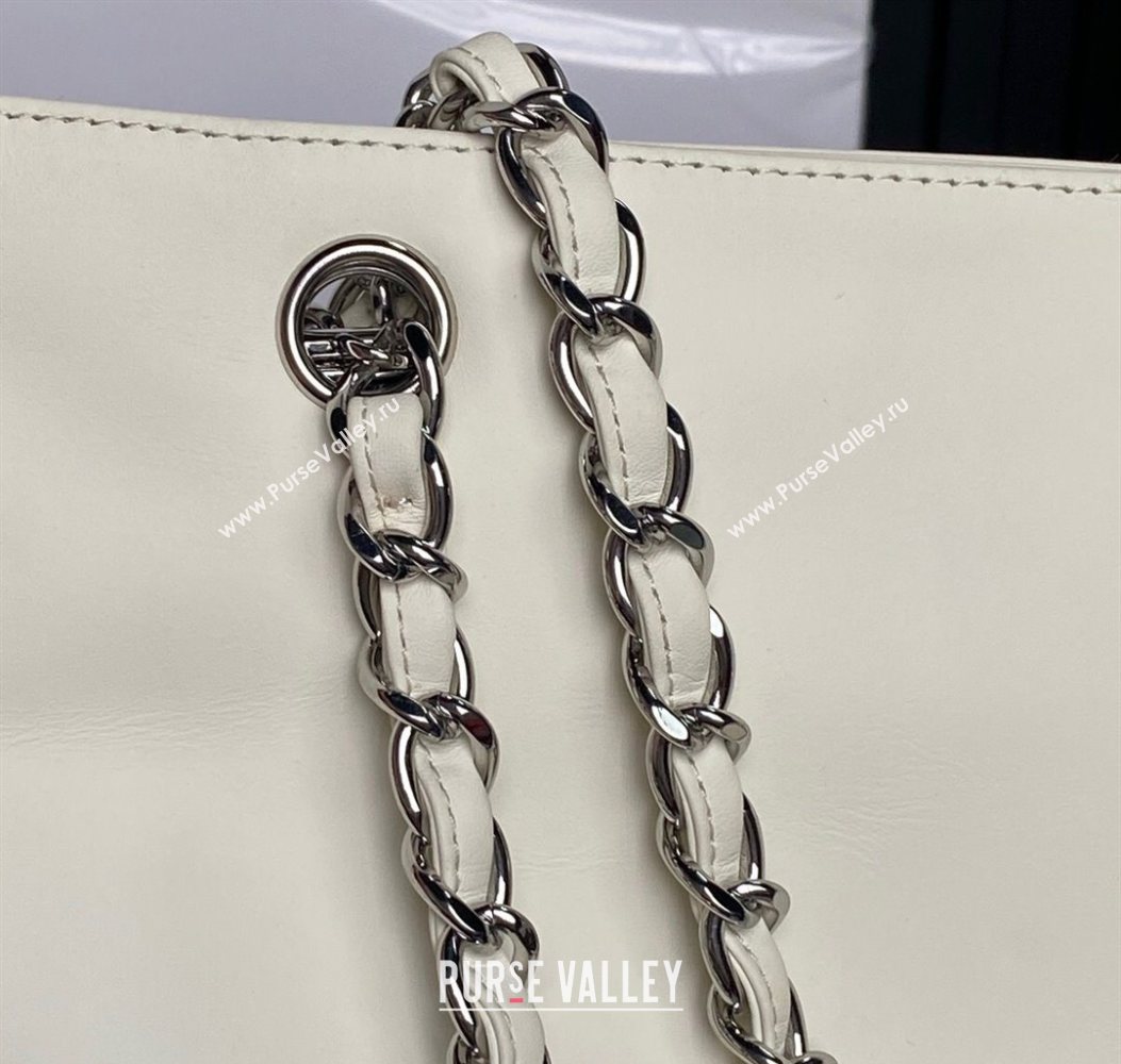 Chanel Printed Leather Vintage Airport Shopping Bag A9901 White/Black 2025 (yezi-251010005)