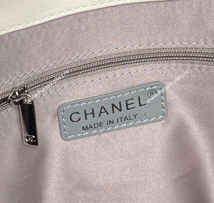 Chanel Printed Leather Vintage Airport Shopping Bag A9901 White/Black 2025 (yezi-251010005)