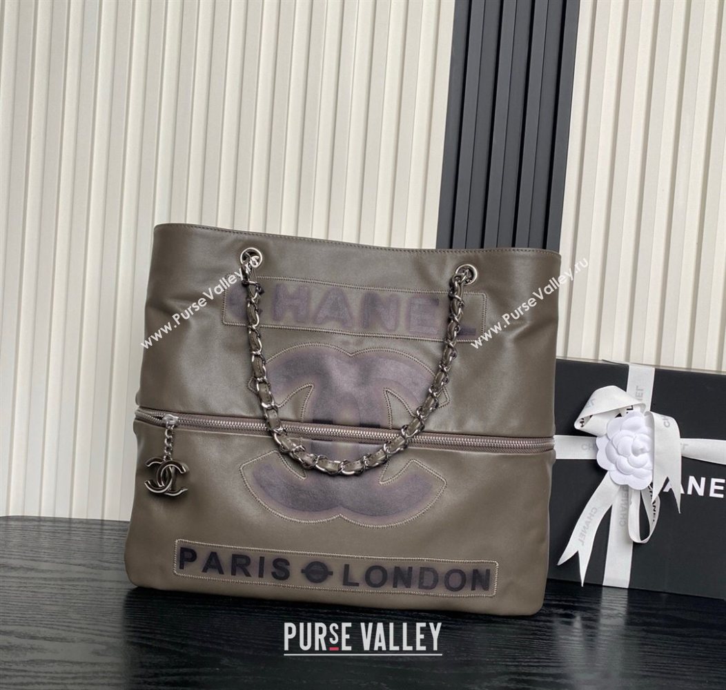 Chanel Printed Leather Vintage Airport Shopping Bag A9901 Grey 2025 (yezi-251010006)