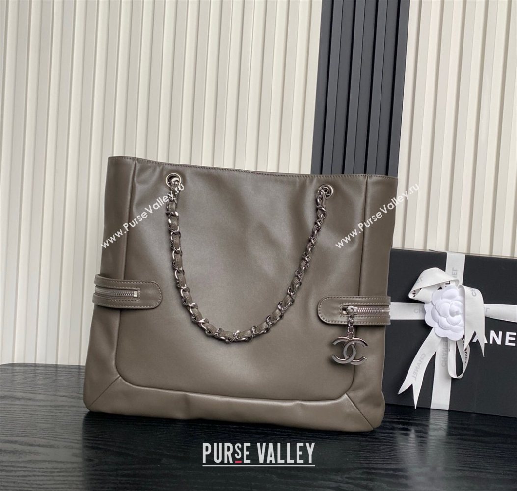 Chanel Printed Leather Vintage Airport Shopping Bag A9901 Grey 2025 (yezi-251010006)