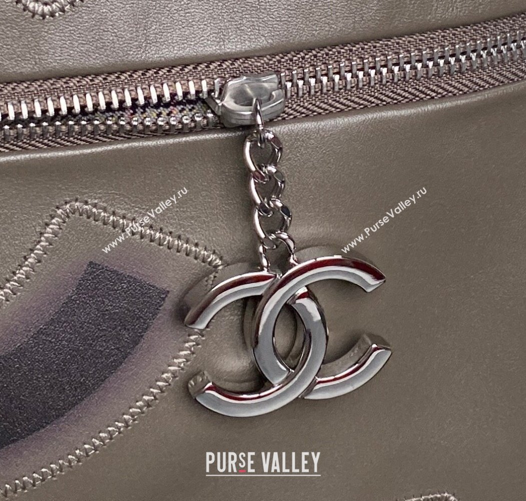 Chanel Printed Leather Vintage Airport Shopping Bag A9901 Grey 2025 (yezi-251010006)