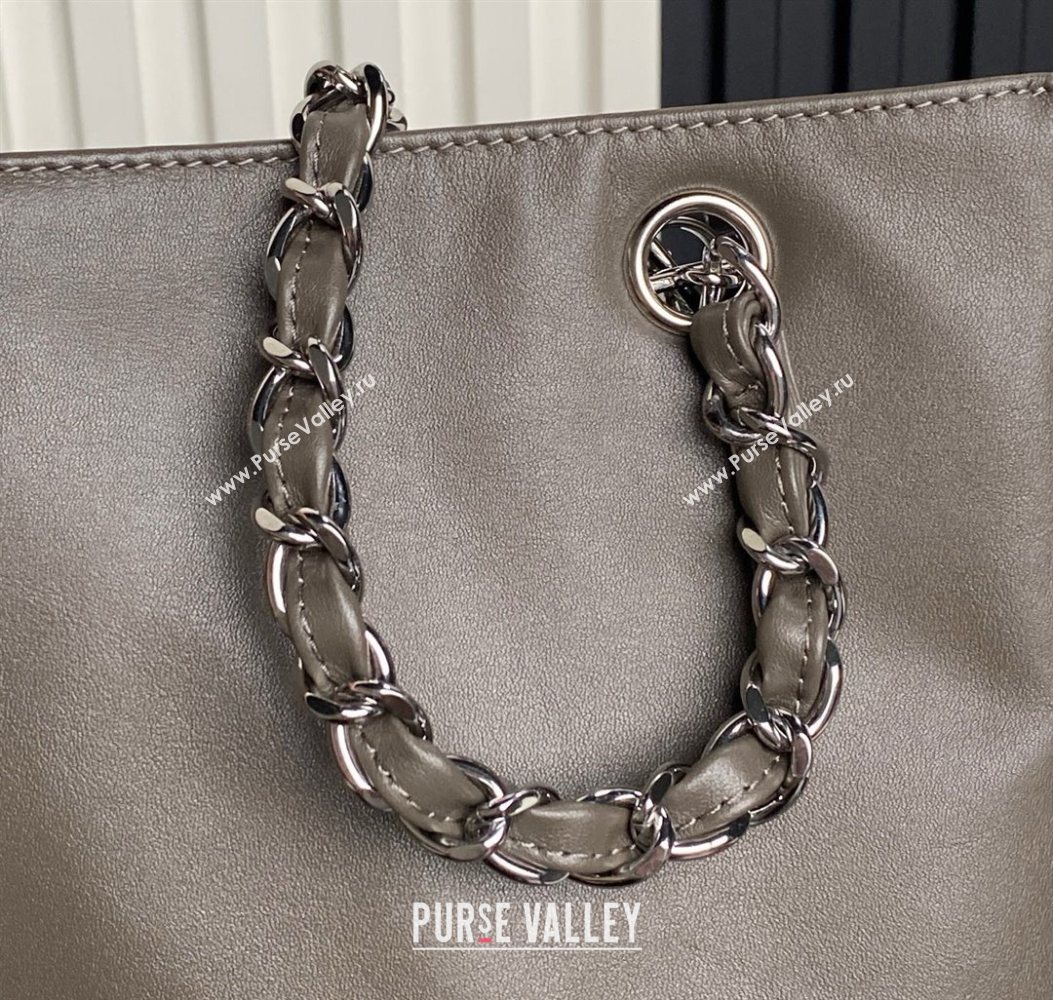 Chanel Printed Leather Vintage Airport Shopping Bag A9901 Grey 2025 (yezi-251010006)