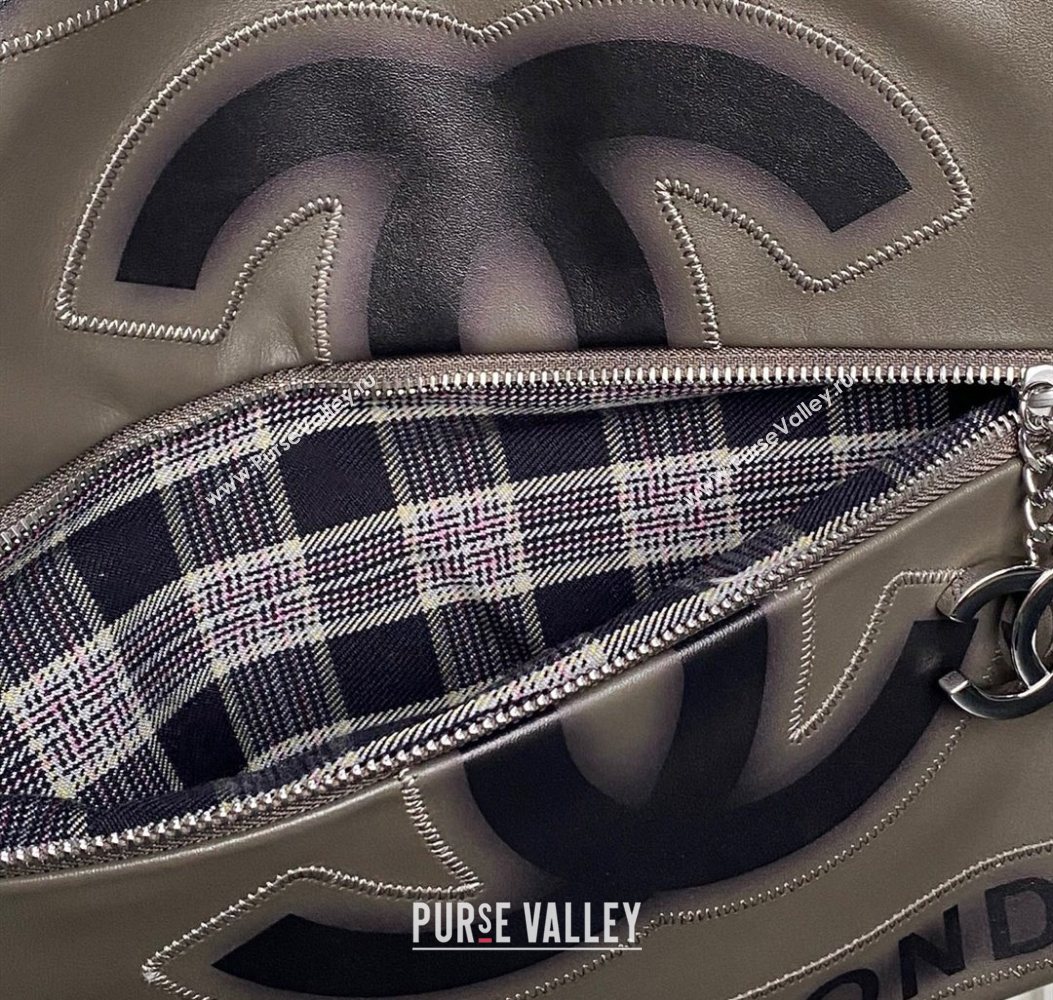 Chanel Printed Leather Vintage Airport Shopping Bag A9901 Grey 2025 (yezi-251010006)