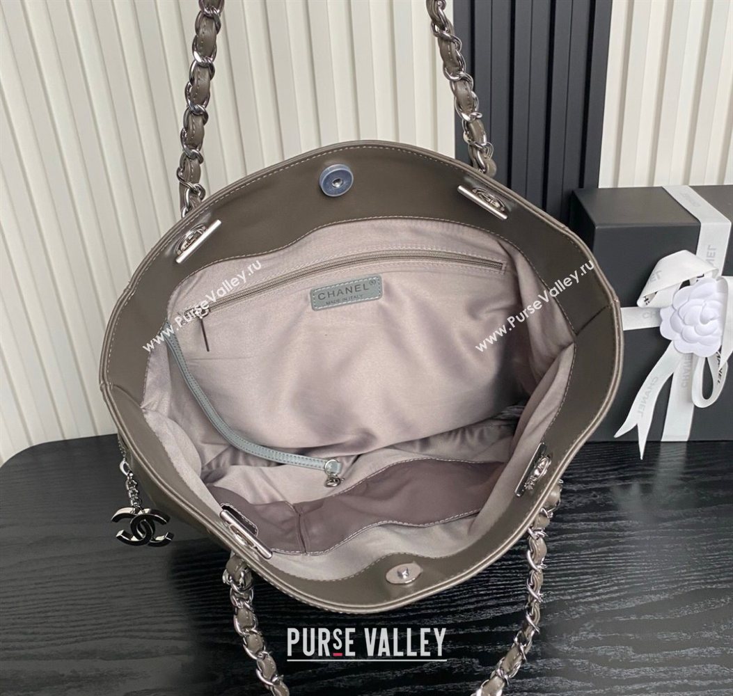 Chanel Printed Leather Vintage Airport Shopping Bag A9901 Grey 2025 (yezi-251010006)