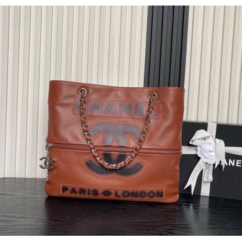 Chanel Printed Leather Vintage Airport Shopping Bag A9901 Brown 2025 (yezi-251010007)