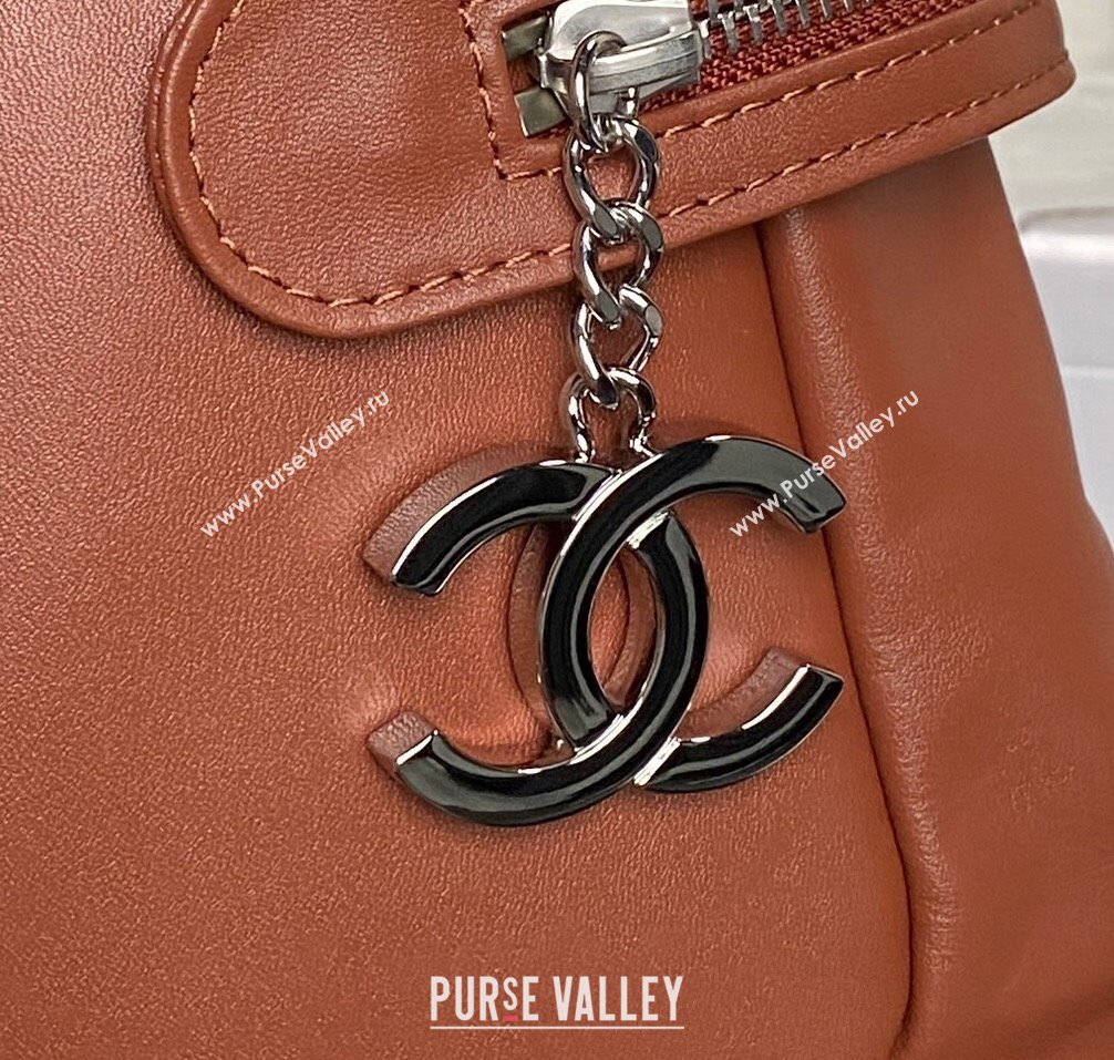 Chanel Printed Leather Vintage Airport Shopping Bag A9901 Brown 2025 (yezi-251010007)