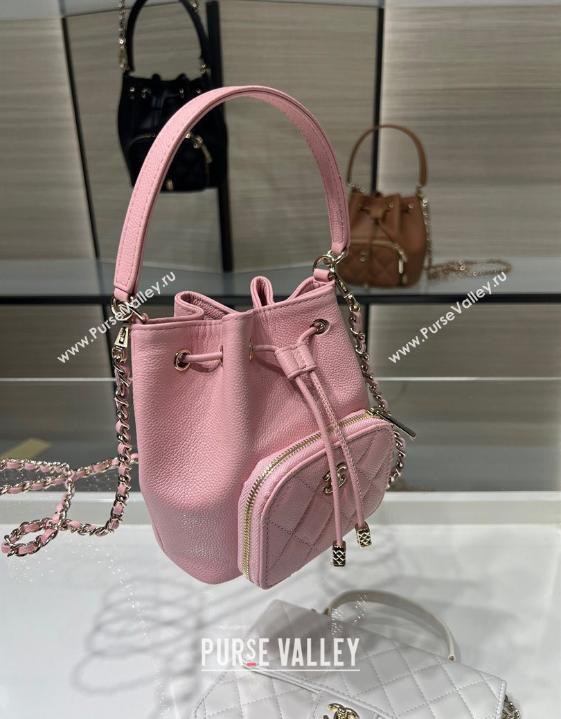 Chanel Grained Shiny Calfskin Clutch with Chain Pink 2025 AP4775 (yezi-251010065)