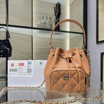 Chanel Grained Shiny Calfskin Clutch with Chain Brown 2025 AP4775 (yezi-251010066)