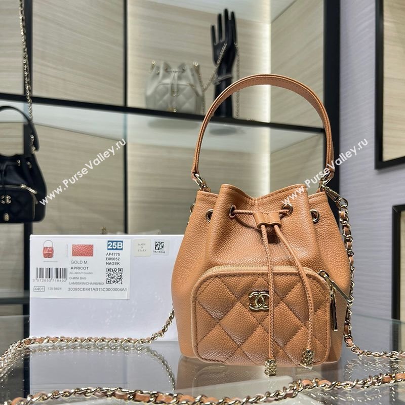 Chanel Grained Shiny Calfskin Clutch with Chain Brown 2025 AP4775 (yezi-251010066)